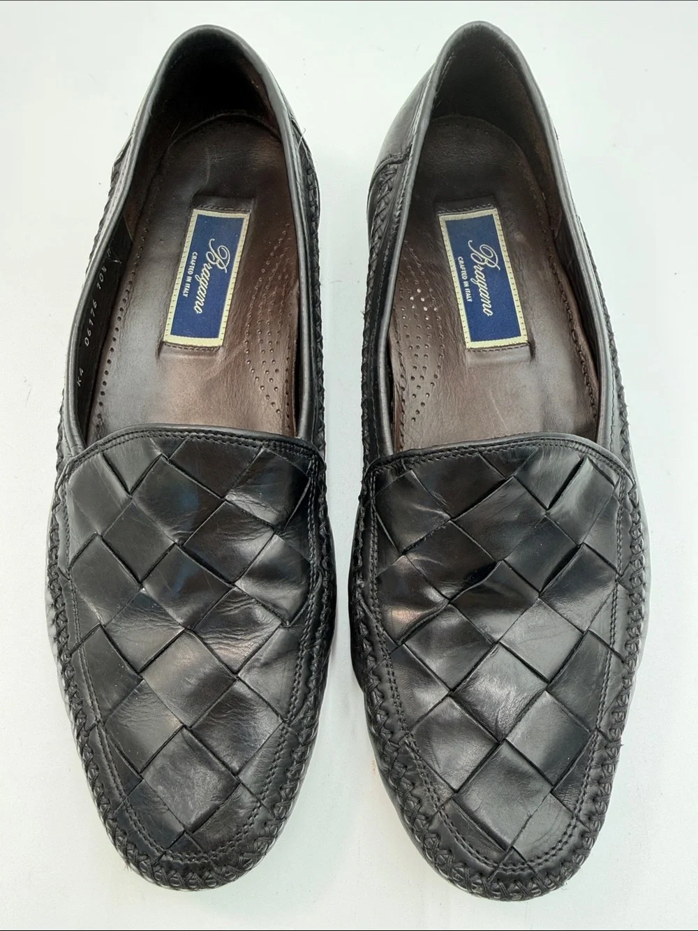 BRAGANO COLE HAAN sz10.5 Woven Italian Leather Slip-On Loafers Made in Italy